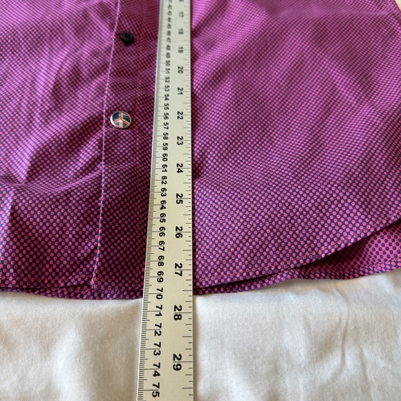 John Lennon Mens Geometric Casual Dress Shirt Fuchsia‎ Small Flip Cuffs Preppy - Picture 15 of 16